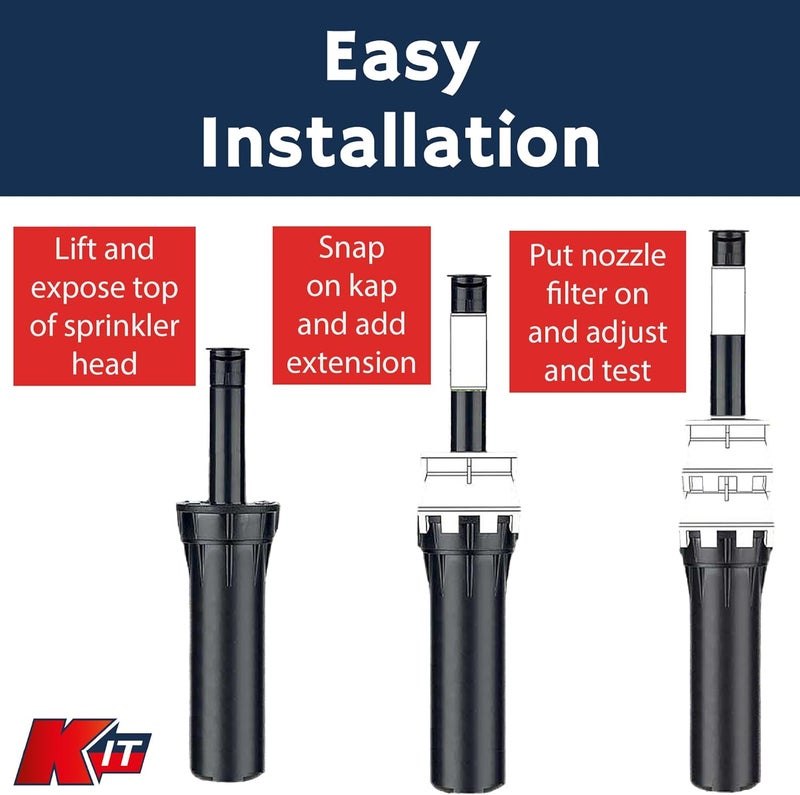 KIT 1.5 Inch Pop-Up Riser Extension 10 Pack, No-Dig Stackable Irrigation Adapter, Tool-Free Height Lift Solution, Universal Lawn System Component, Black Plastic - Image 4